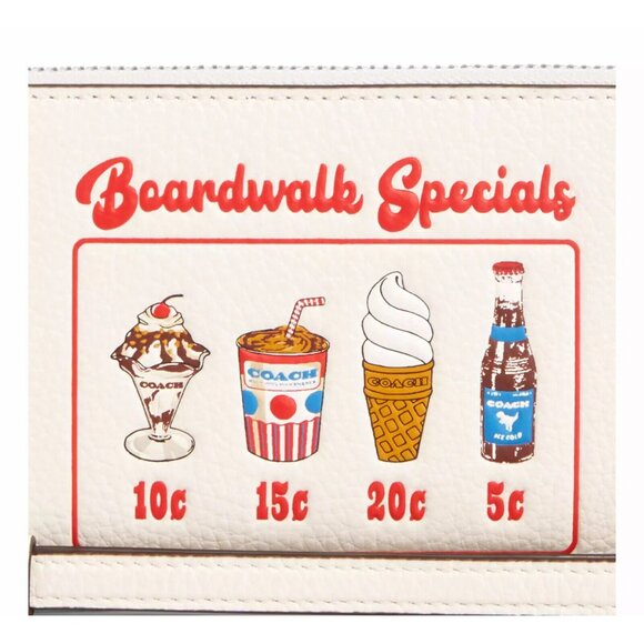 New Coach CU382 Long Zip Around Wallet with Boardwalk Graphic Chalk Multi - Picture 2 of 5